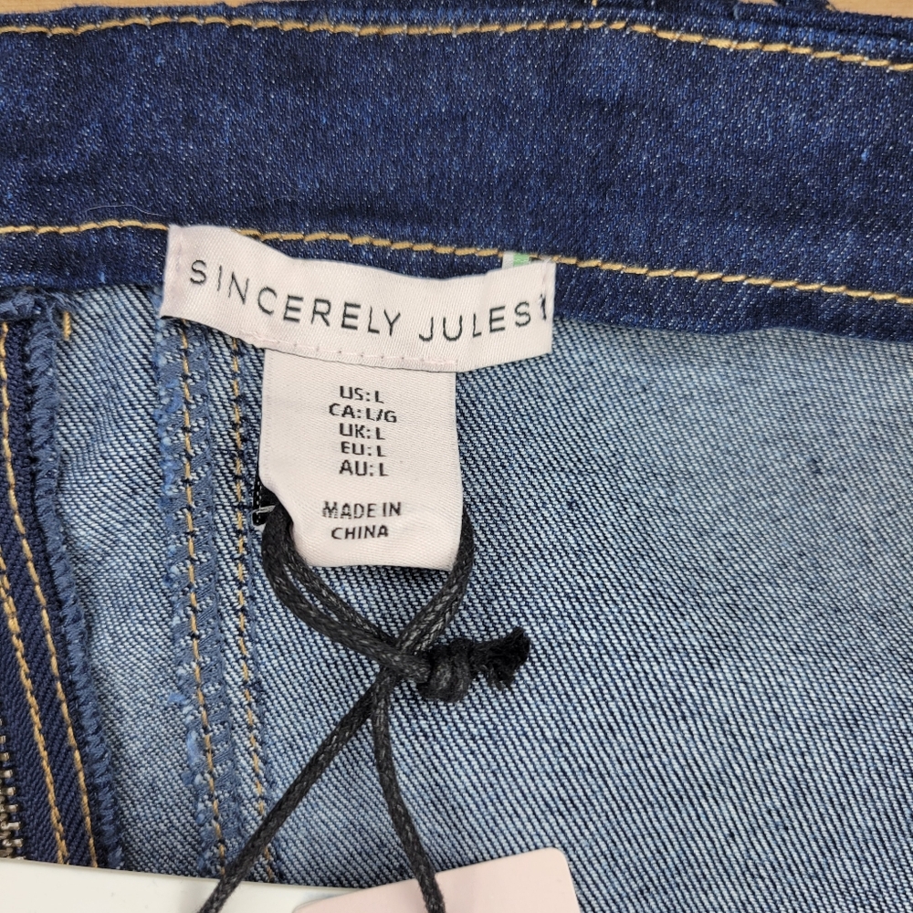 ​Sincerely Jules Denim Corset Crop Top L Dark Wash Adjustable Straps Festival - Picture 5 of 12